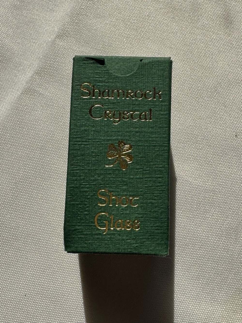 Shamrock Crystal Ireland Souvenir Etched Shamrock Shot Glass with Box